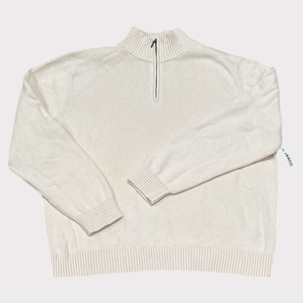 Goodthreads Men's Cream Half-Zip Sweater – Size XXL (NWT)